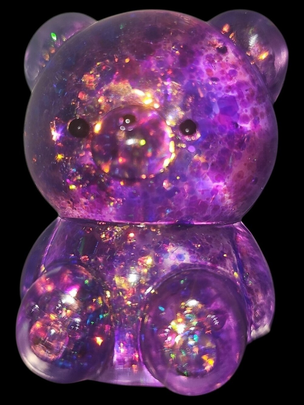 Nwt! Squishy Purple Glitter Bear